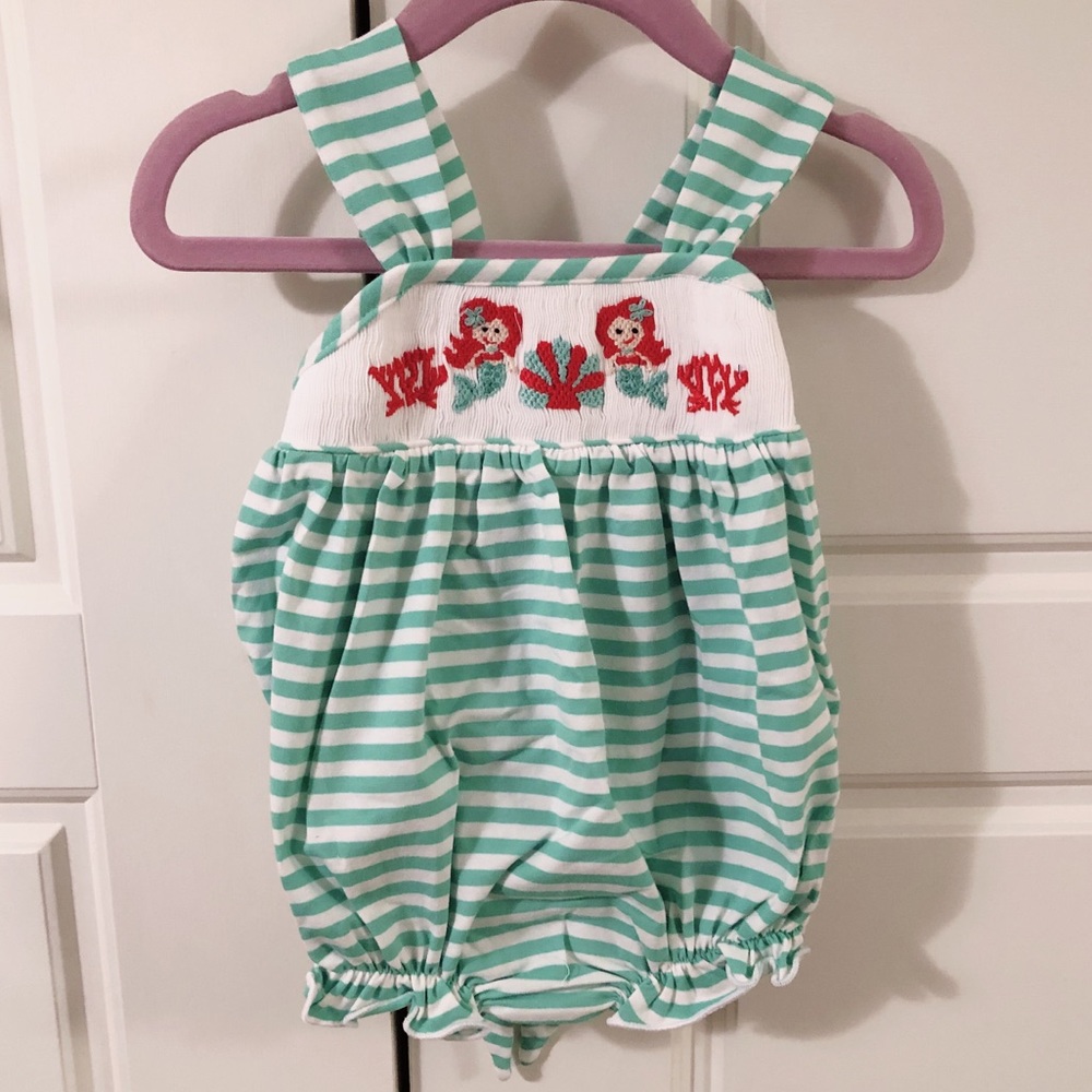 Smocked Mermaid Bubble with Bow Back